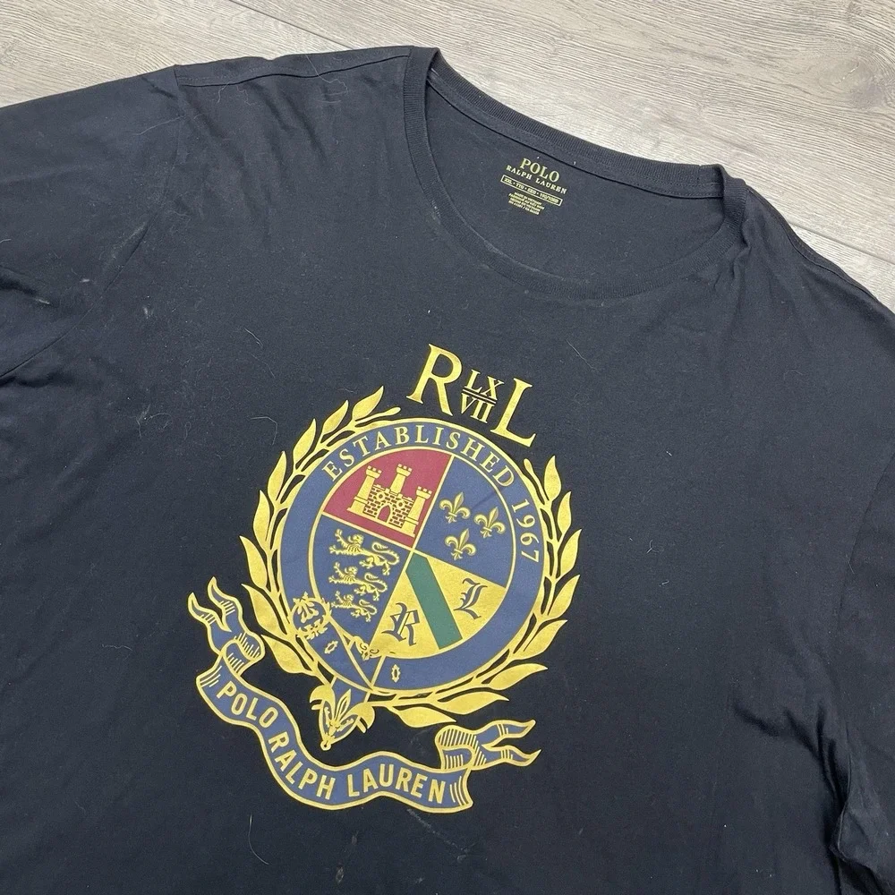 Polo Ralph Lauren Black Crest T Shirt Men Sz XXL Preppy Classic FAIR